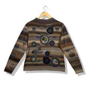 M.&Kyoko Abstract Knit Mock Neck Sweater Womens 3 Large Multicolor Artsy Chic